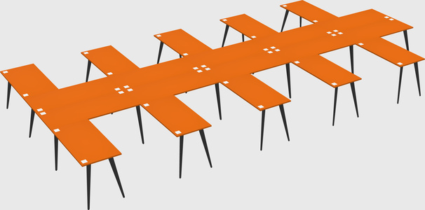 Shared l-shaped office desk system