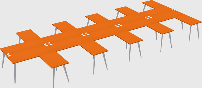 Shared l-shaped office desk system