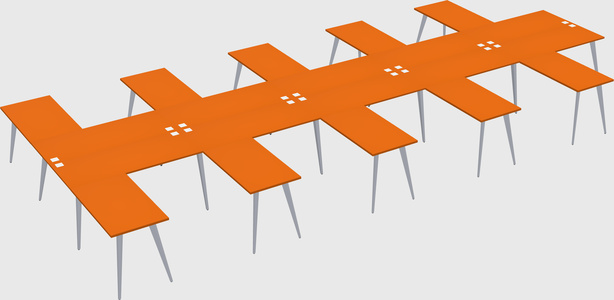 Shared l-shaped office desk system