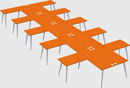 Shared l-shaped office desk system