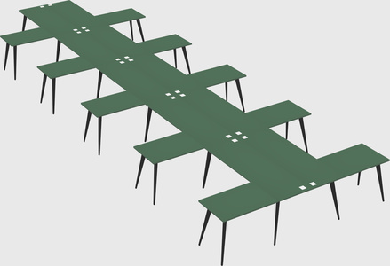 Shared l-shaped office desk system
