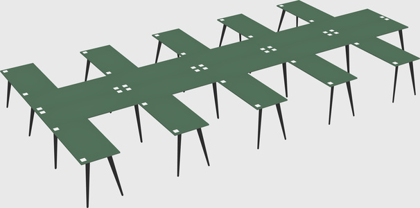 Shared l-shaped office desk system