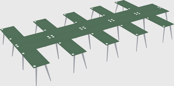 Shared l-shaped office desk system