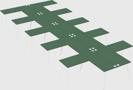 Shared l-shaped office desk system