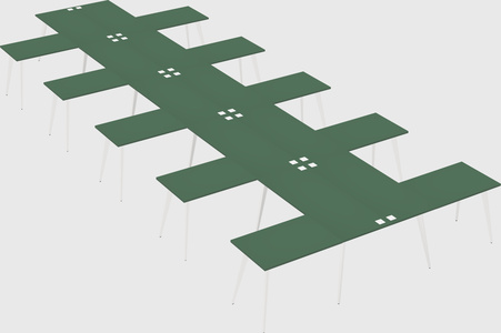 Shared l-shaped office desk system