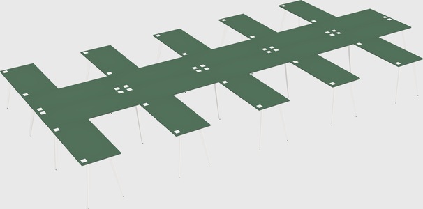 Shared l-shaped office desk system