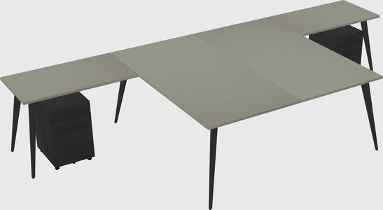 Shared l-shaped office desk system