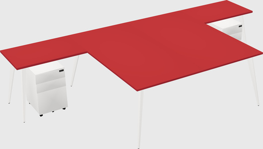 Shared l-shaped office desk system