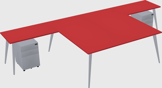 Shared l-shaped office desk system