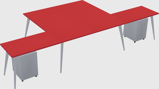 Shared l-shaped office desk system
