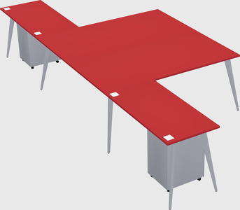 Shared l-shaped office desk system