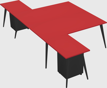 Shared l-shaped office desk system