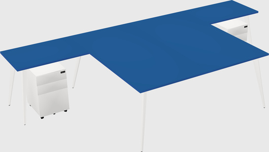 Shared l-shaped office desk system