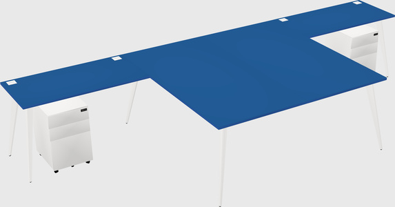 Shared l-shaped office desk system
