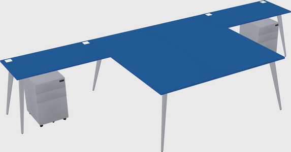 Shared l-shaped office desk system