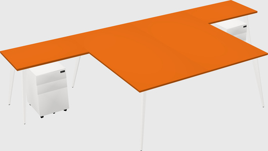 Shared l-shaped office desk system