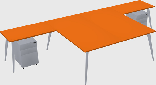 Shared l-shaped office desk system