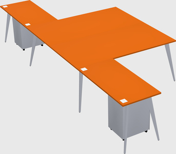 Shared l-shaped office desk system