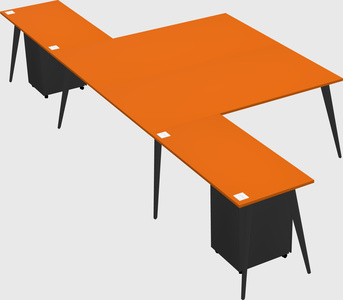 Shared l-shaped office desk system