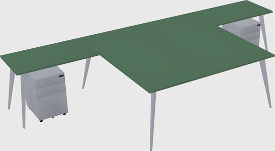 Shared l-shaped office desk system