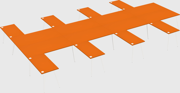 Shared l-shaped office desk system
