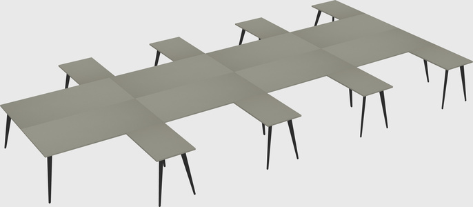 Shared l-shaped office desk system