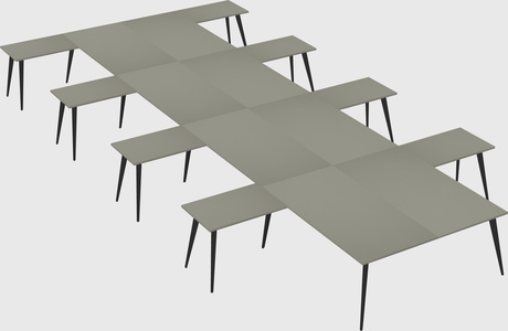 Shared l-shaped office desk system