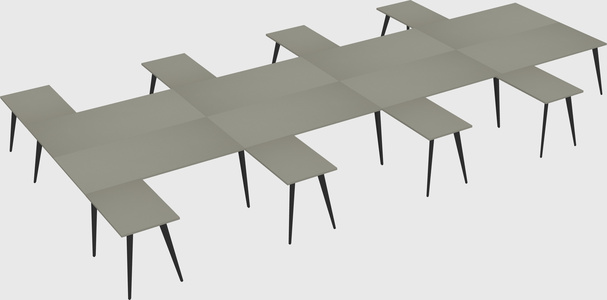 Shared l-shaped office desk system