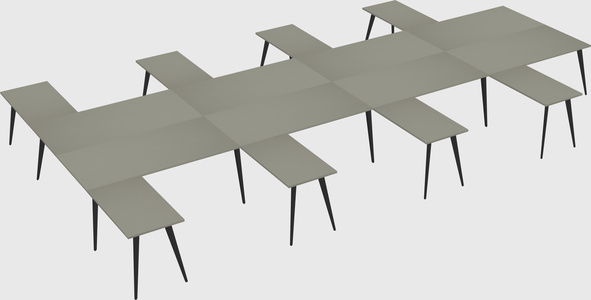 Shared l-shaped office desk system