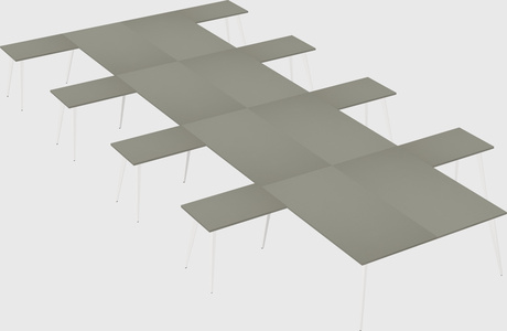 Shared l-shaped office desk system