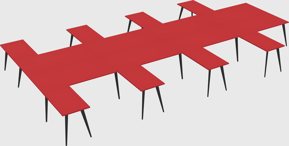 Shared l-shaped office desk system