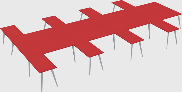 Shared l-shaped office desk system