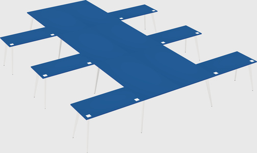 Shared l-shaped office desk system