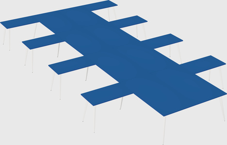 Shared l-shaped office desk system