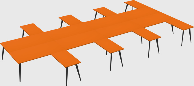Shared l-shaped office desk system