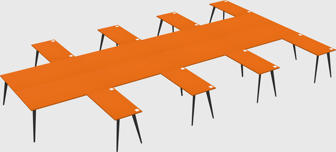 Shared l-shaped office desk system