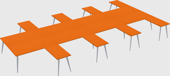Shared l-shaped office desk system