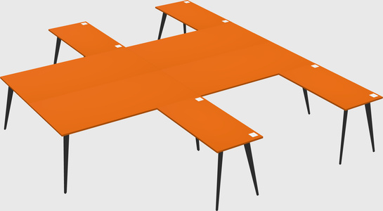 Shared l-shaped office desk system