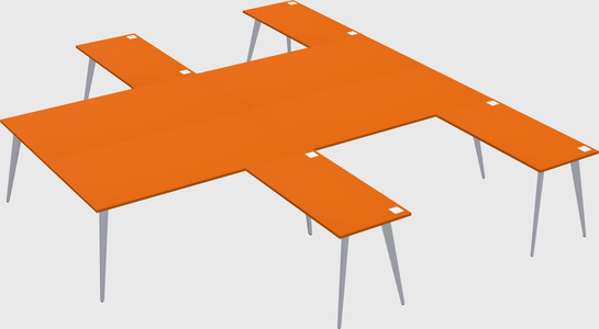 Shared l-shaped office desk system