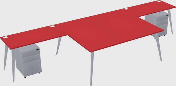 Shared l-shaped office desk system