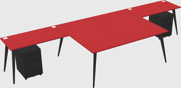 Shared l-shaped office desk system