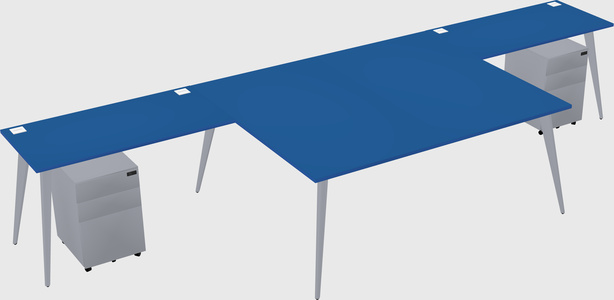 Shared l-shaped office desk system