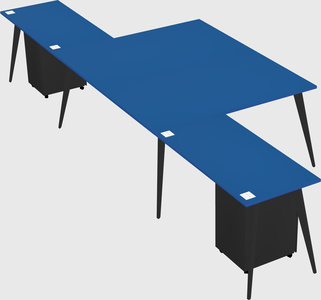 Shared l-shaped office desk system