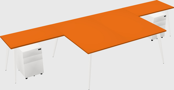 Shared l-shaped office desk system