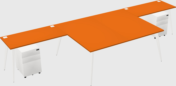 Shared l-shaped office desk system