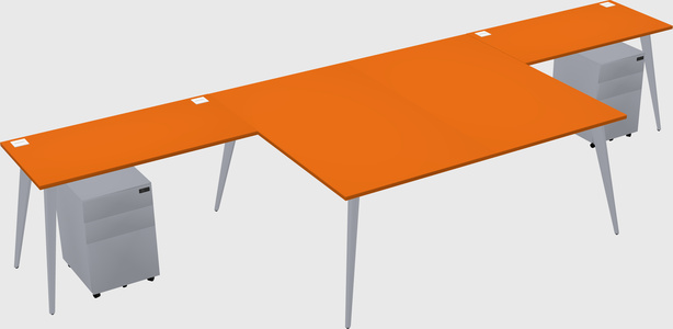Shared l-shaped office desk system
