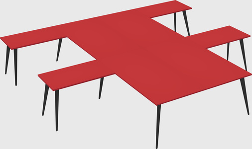 Shared l-shaped office desk system