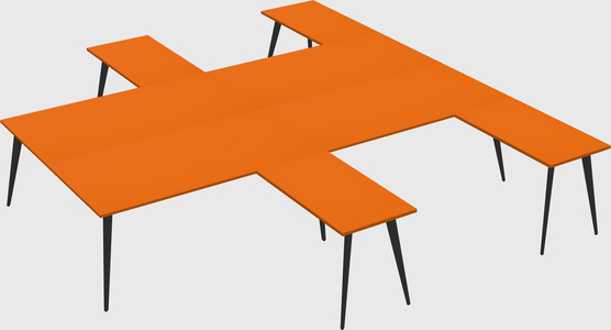 Shared l-shaped office desk system