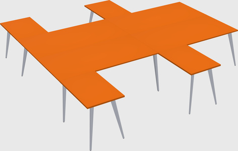 Shared l-shaped office desk system