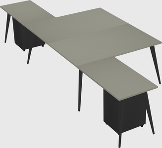 Shared l-shaped office desk system